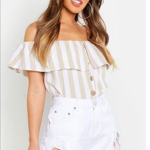 New! Off The Shoulder Stripe Crop top Summer 2020